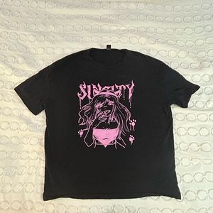 Black and pink Anime Graphic Tee